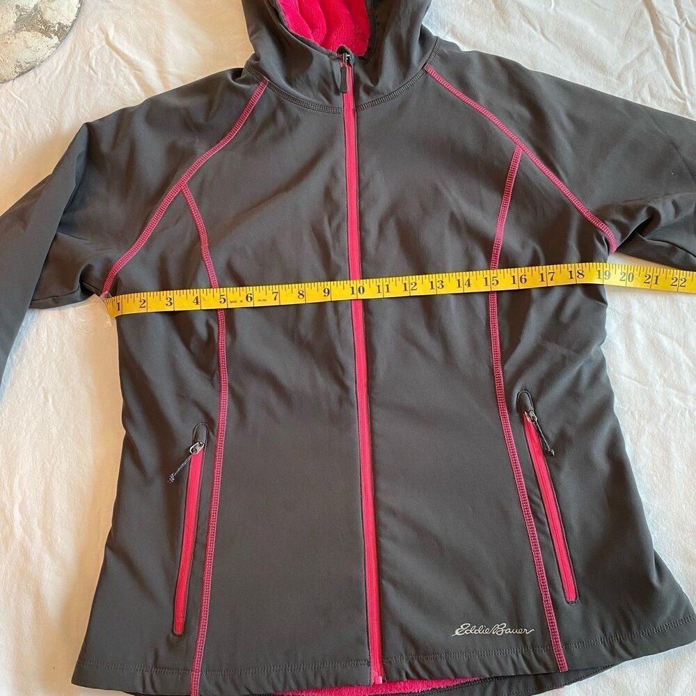 Eddie Bauer Jacket Women's Size M Gray Pink Fleece Soft Shell Full Zip Hooded - Picture 9 of 9